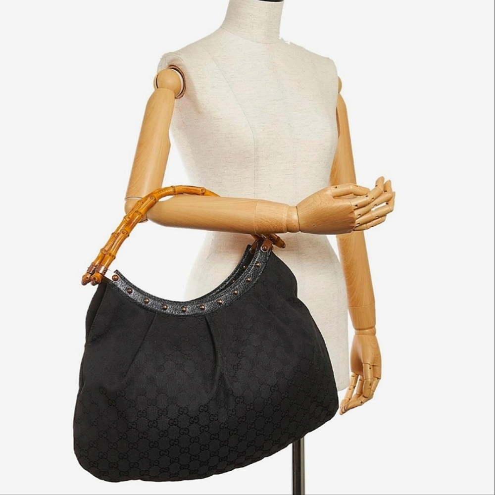 GUCCI GG Canvas Hobo Bag with Bamboo Handle - Large (wallet sold separately)